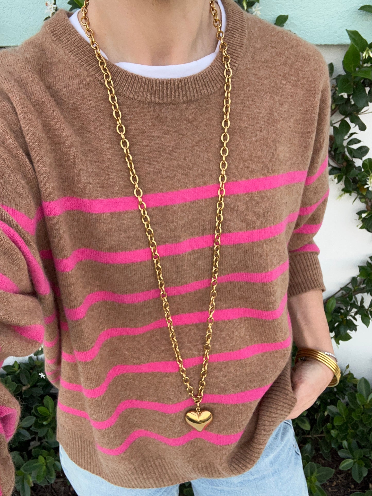 Oval Link Heart Necklace