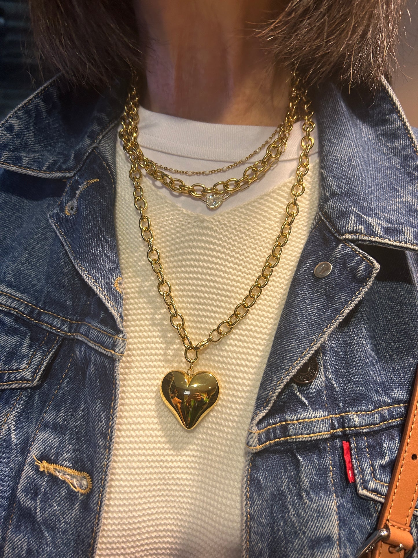 Oval Link Heart Necklace