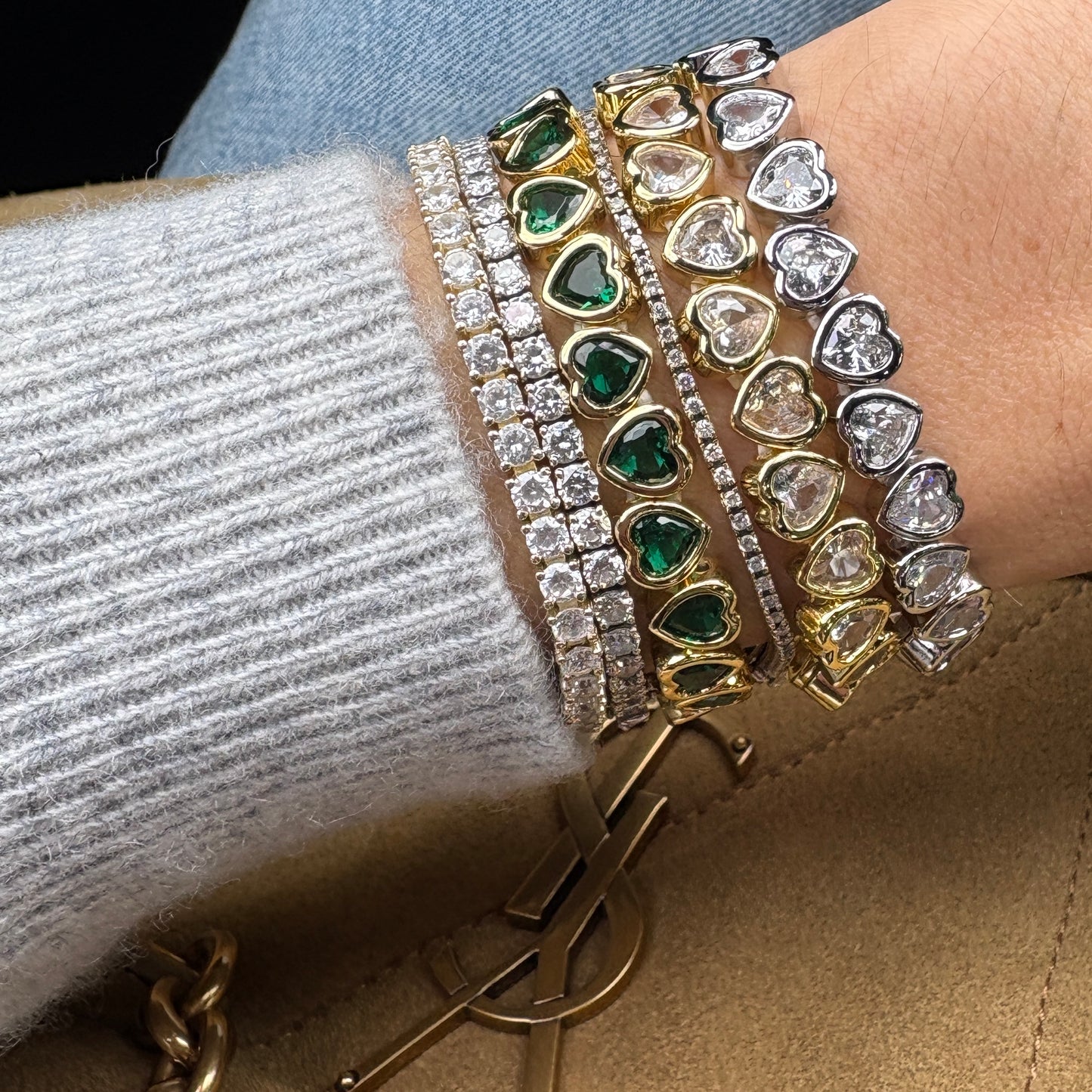 Stretch Heart Bracelet - Emerald