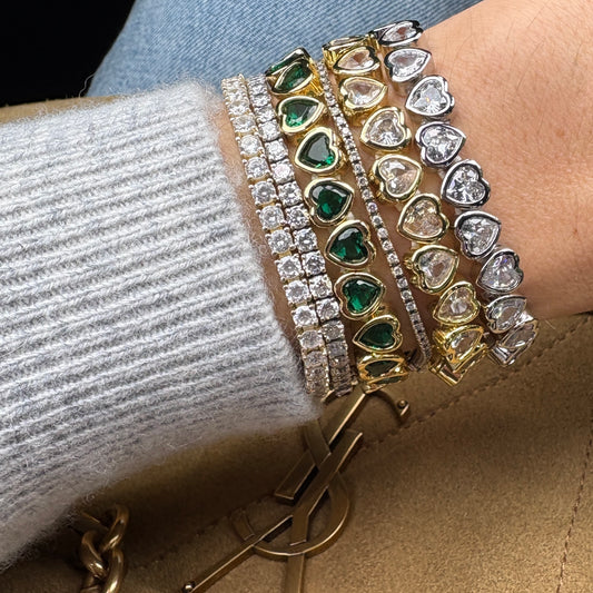 Stretch Heart Bracelet - Silver