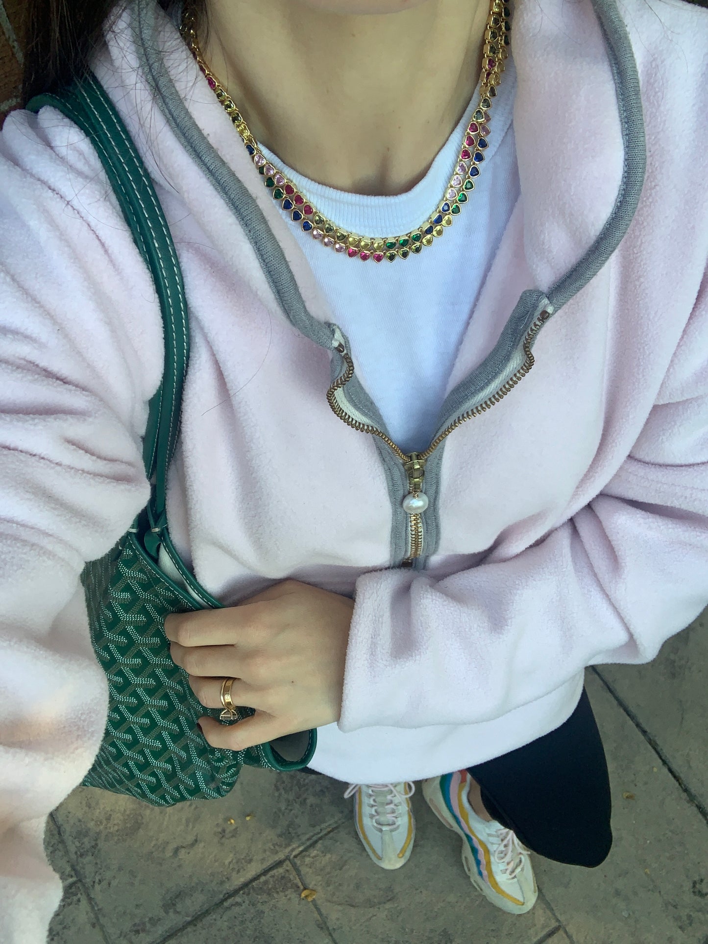 Rainbow Heart Tennis Necklace