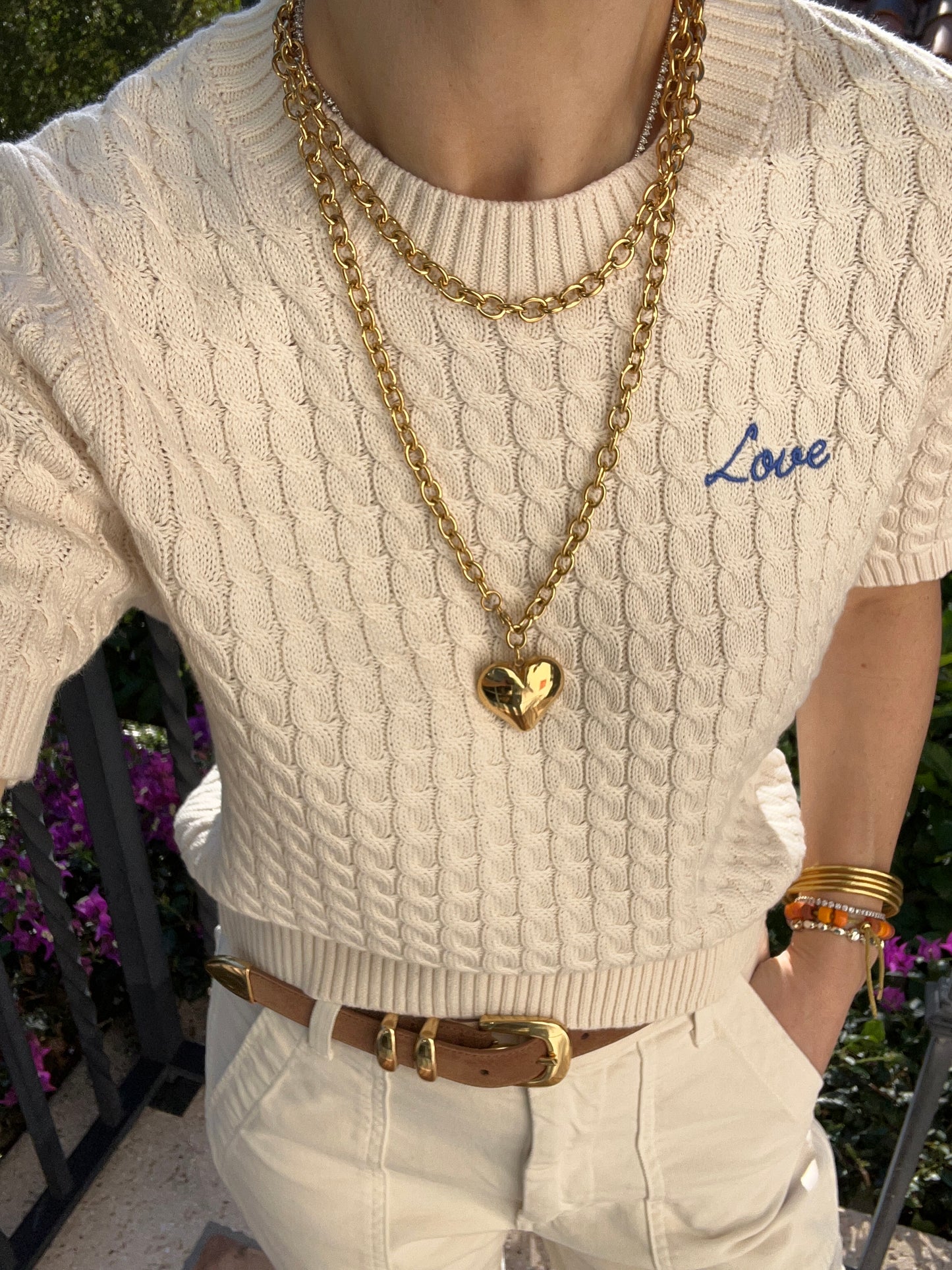 Oval Link Heart Necklace