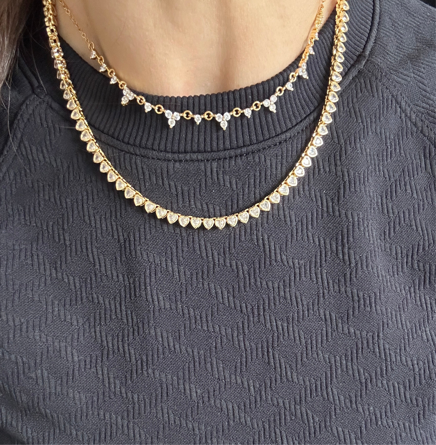 Gold Mini Hearts Tennis Necklace