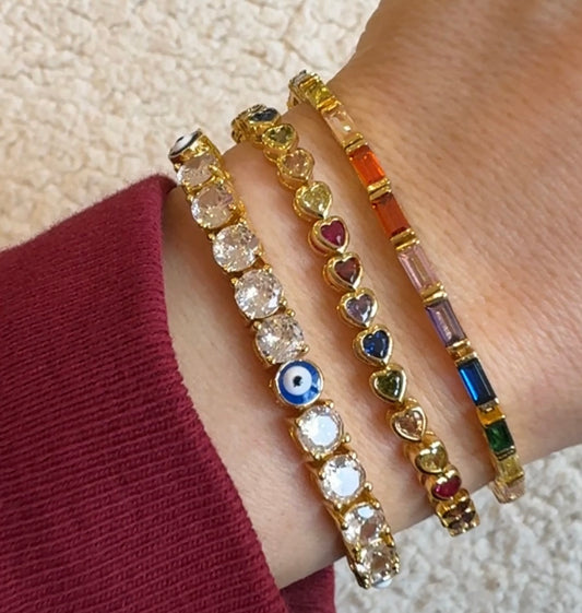 Evil Eye Tennis Necklace - Gold