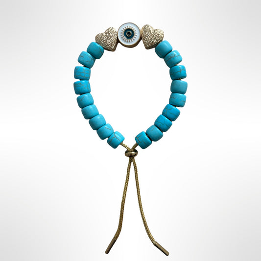 Turquoise Eye and Heart Bracelet