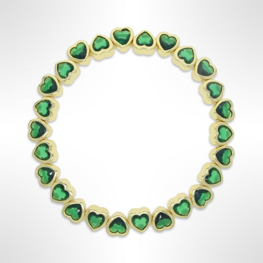 Stretch Heart Bracelet - Emerald