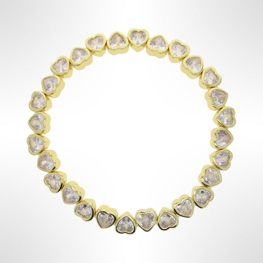 Stretch Heart Bracelet - Gold