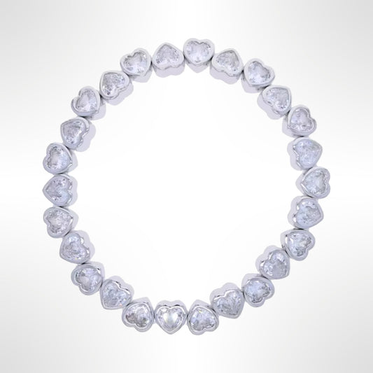 Stretch Heart Bracelet - Silver