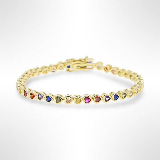 Multi colour heart bracelet