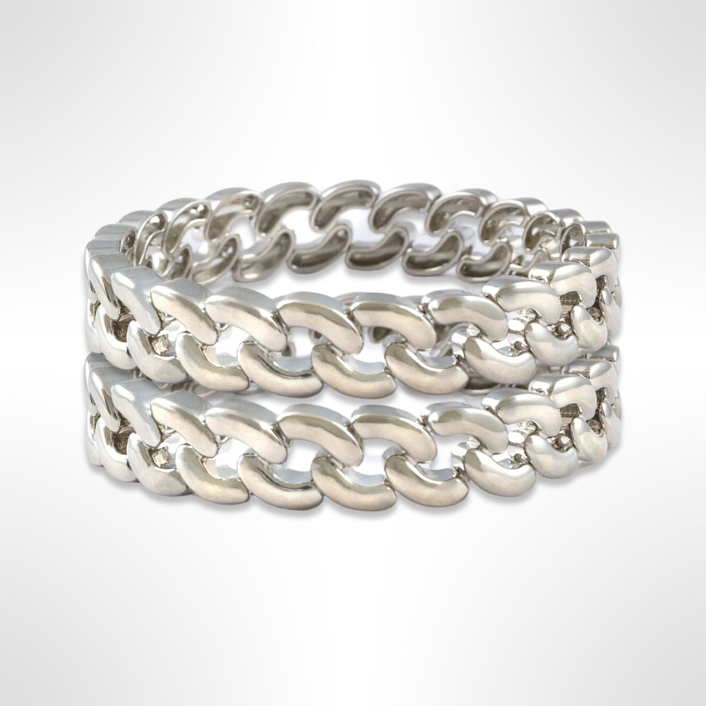 Silver Cable Link Stretch Bracelet