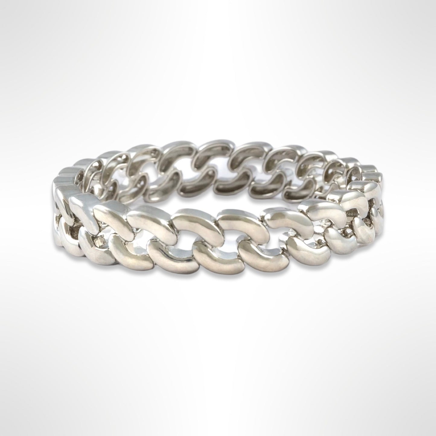 Silver Cable Link Stretch Bracelet