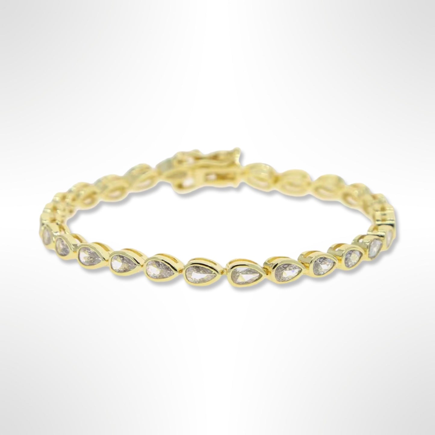 Gold Pear Shaped Tennis Bracelet
