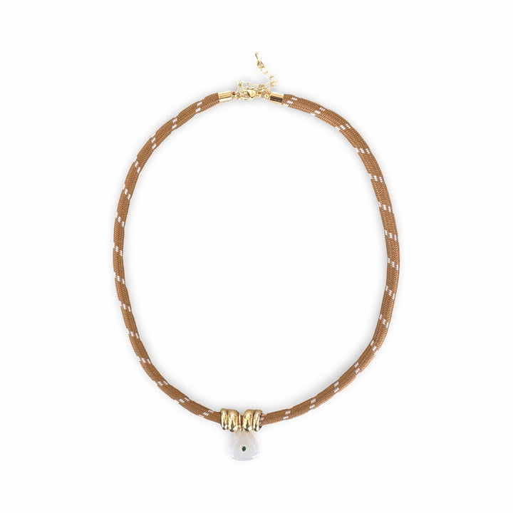 Cord Necklace w White Quartz