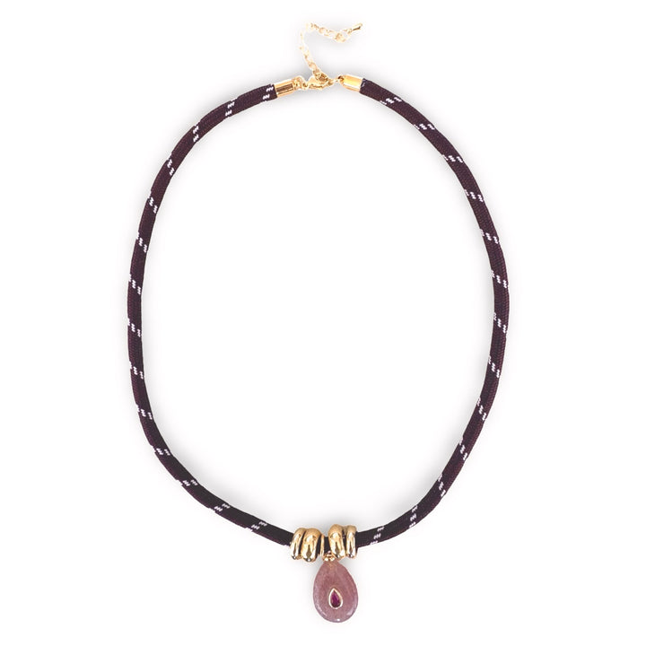 Cord Necklace w Strawberry Quartz