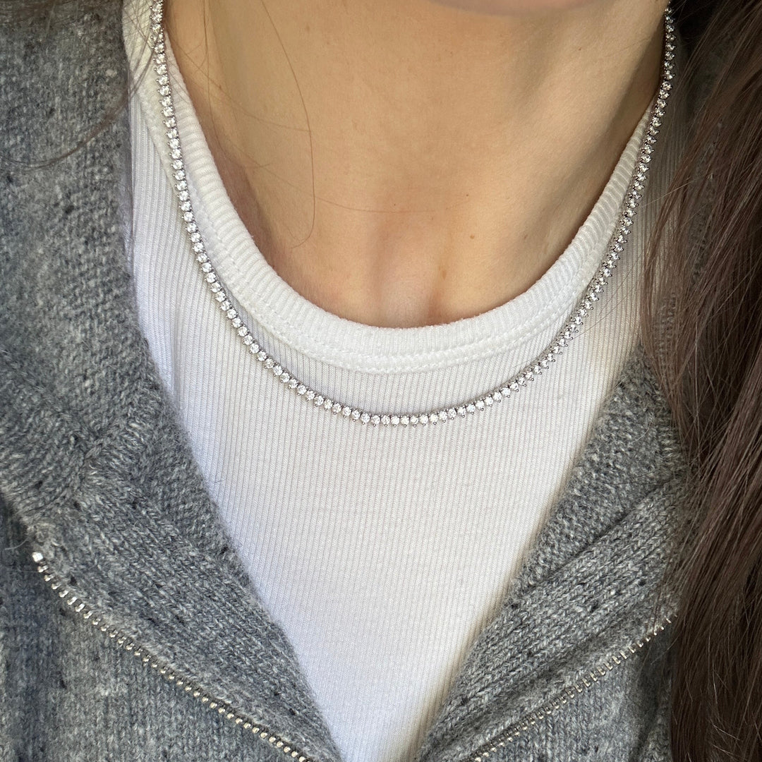 3 Prong Tennis Necklace