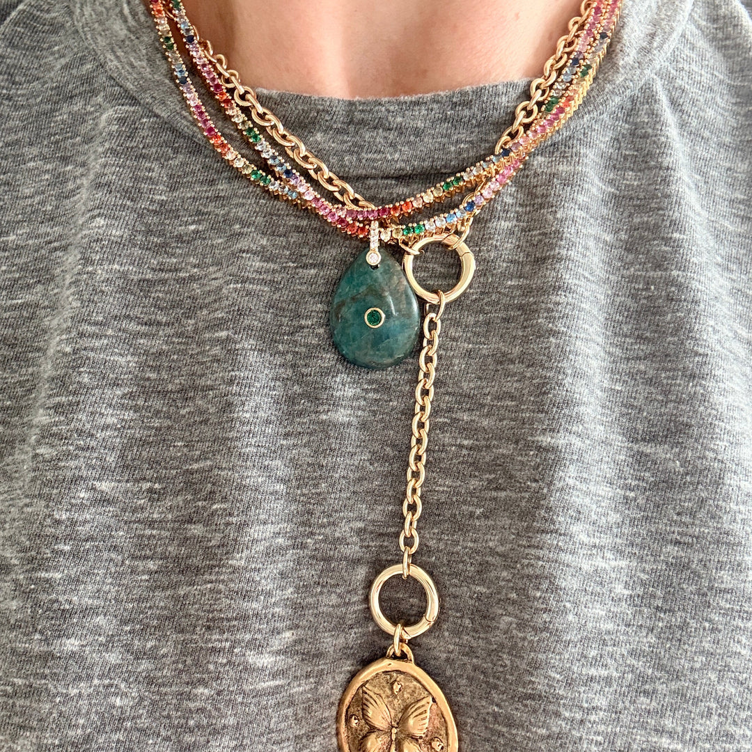 3 Prong Rainbow Tennis Necklace