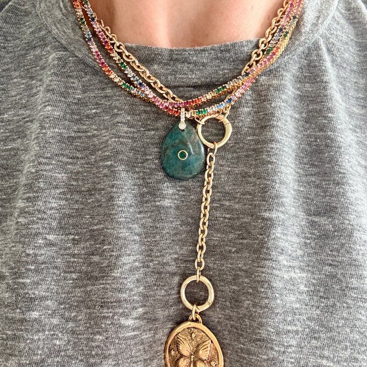 3 Prong Rainbow Tennis Necklace