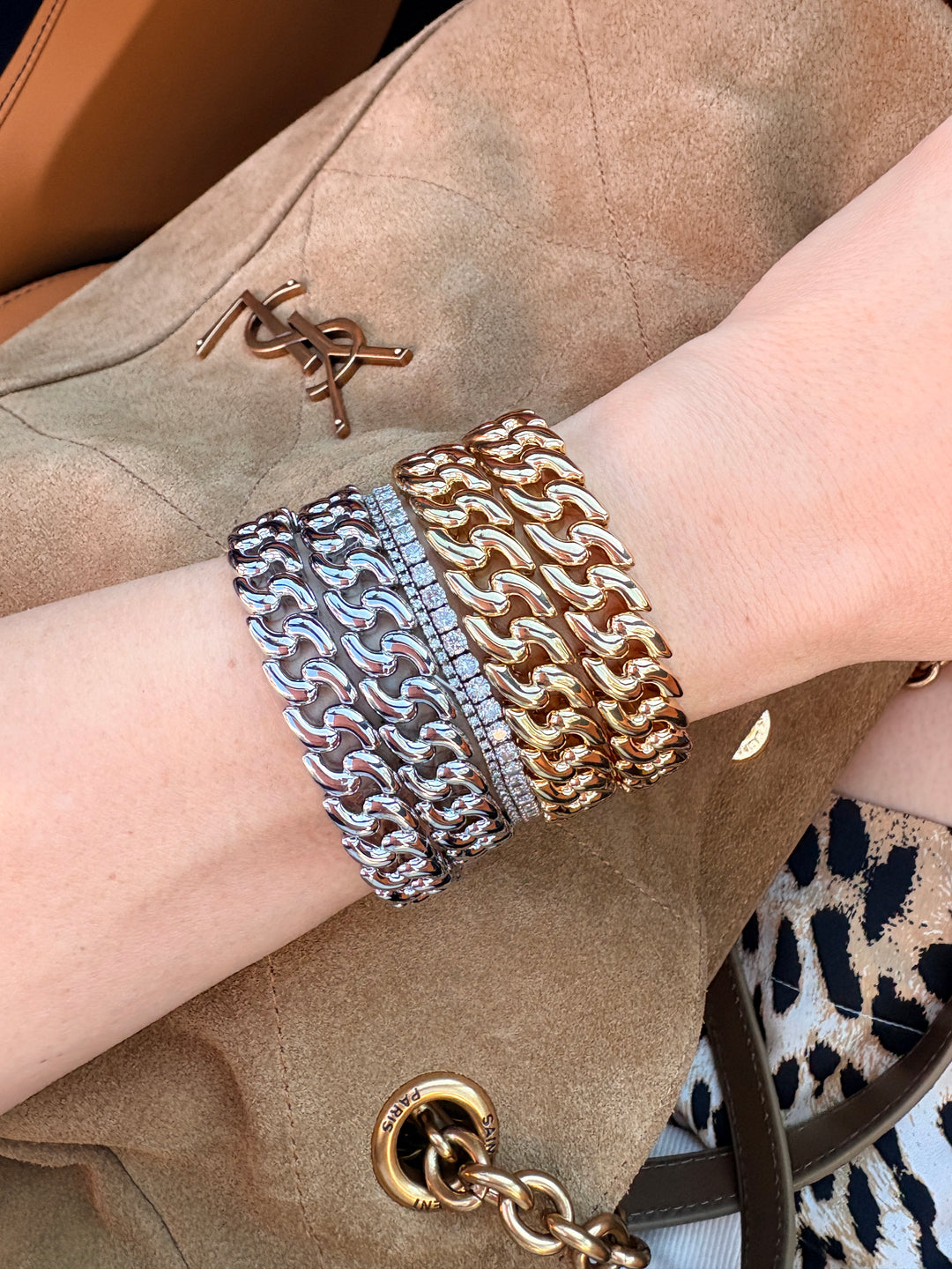 Gold Cable Link Stretch Bracelet
