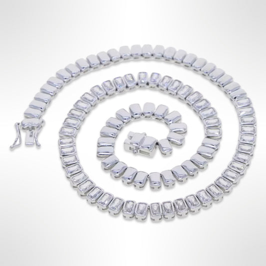 Emerald Cut Half Tennis Necklace