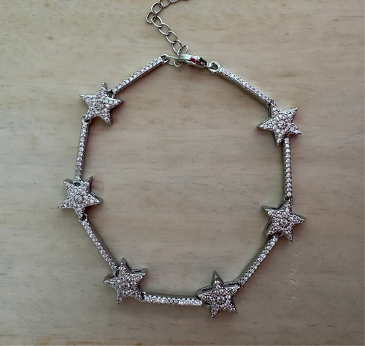 Silver Stars Anklet