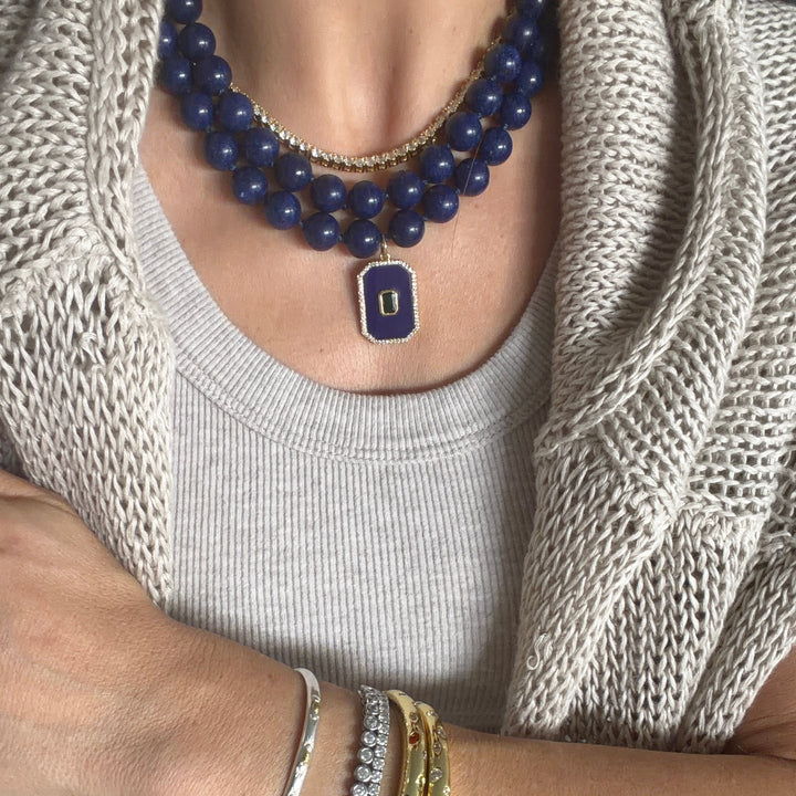 Lapis 10mm Beaded Necklace