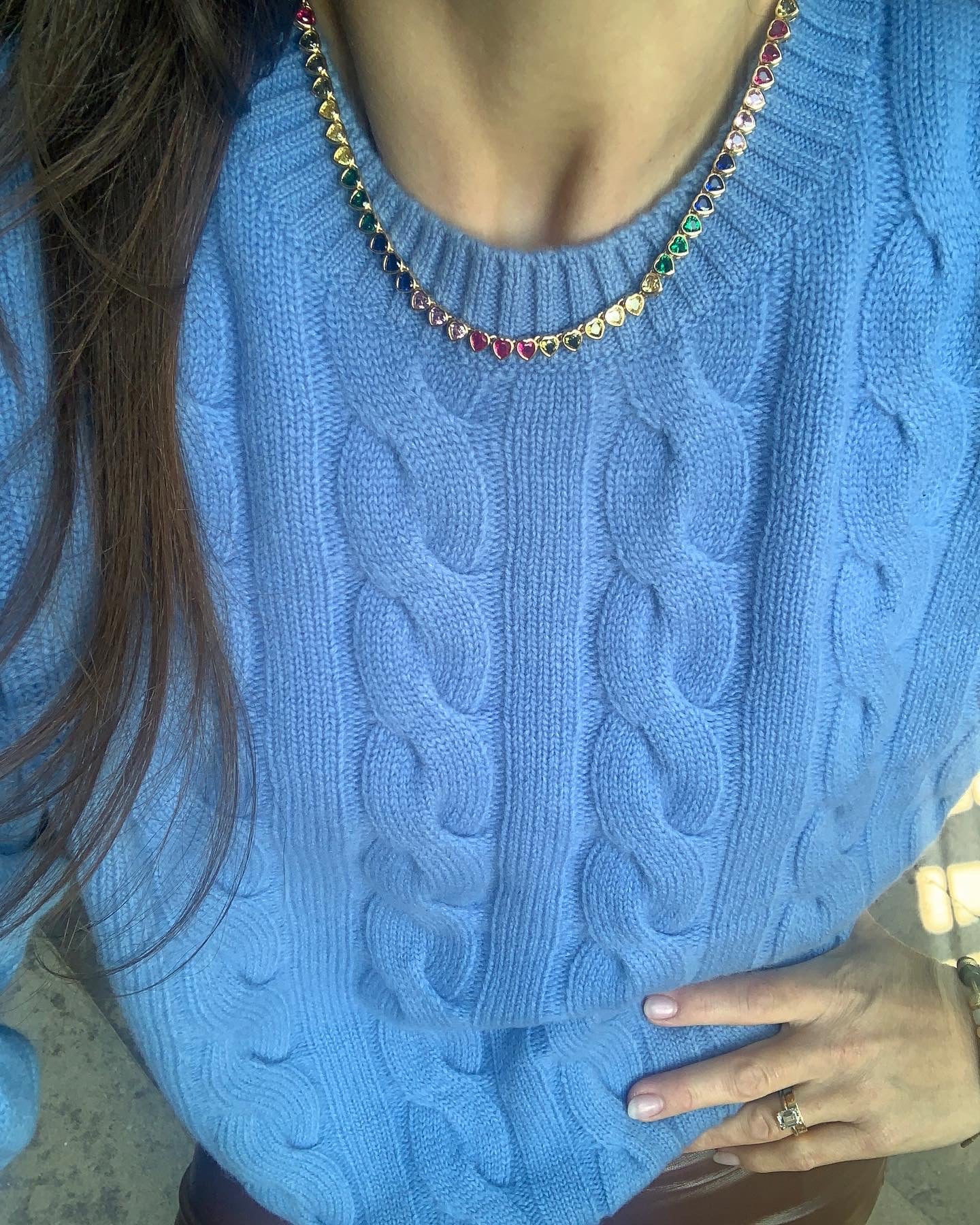 Rainbow Heart Tennis Necklace