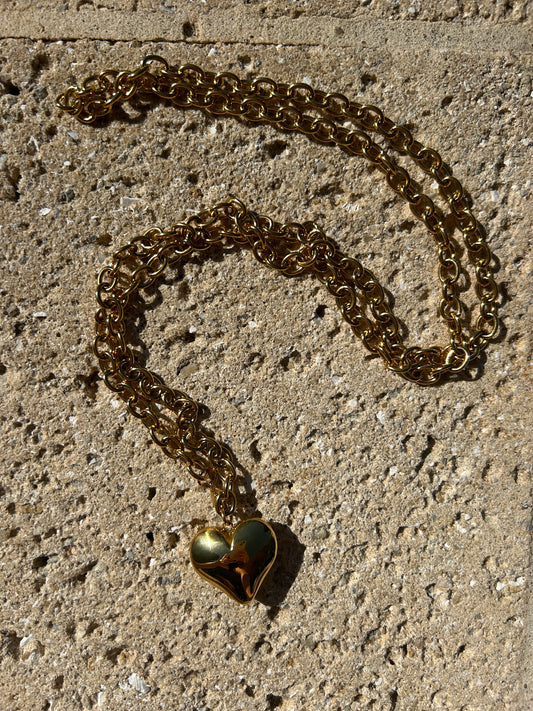 Oval Link Heart Necklace