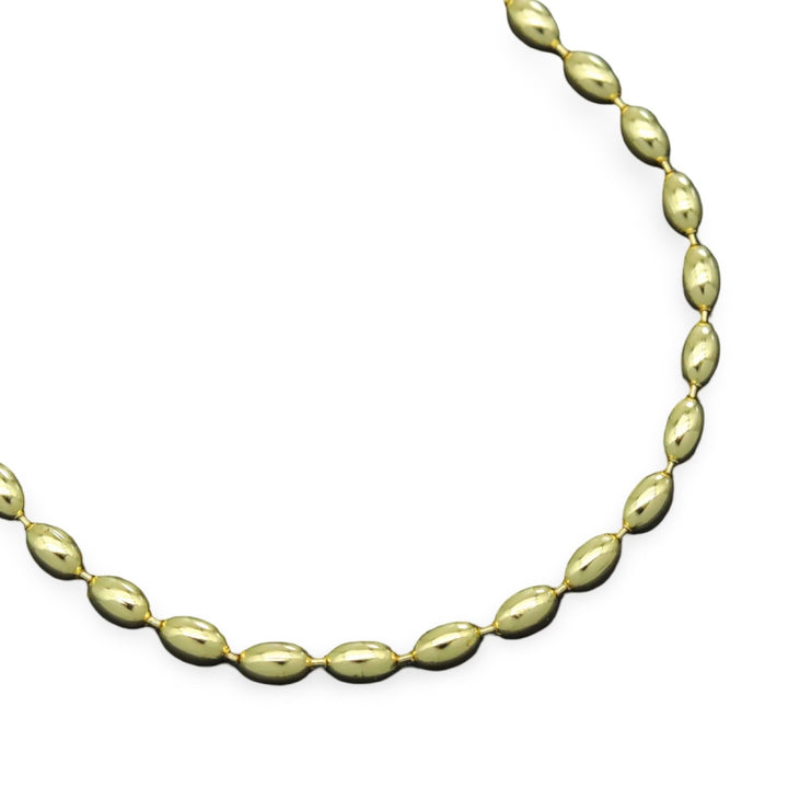 Gold Rice shaple Beads Link Adjustable Necklace, Sku