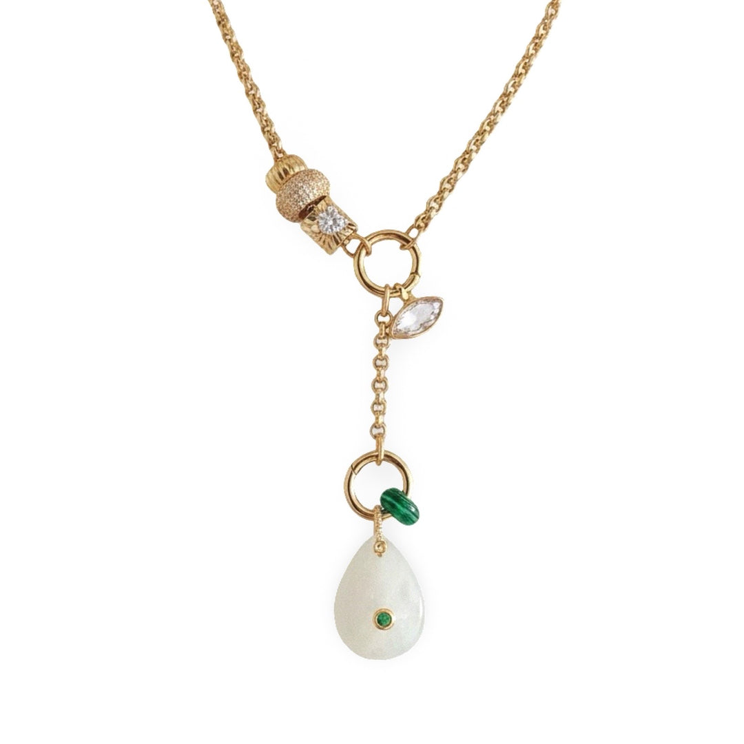 Limited Edition Lariat - Quartz and Malachite