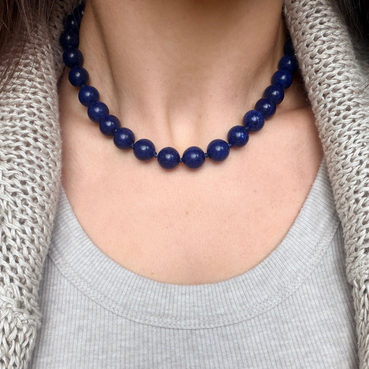 Lapis 10mm Beaded Necklace