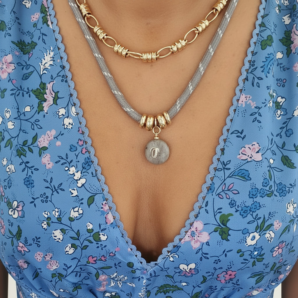Cord Necklace with Labradorite