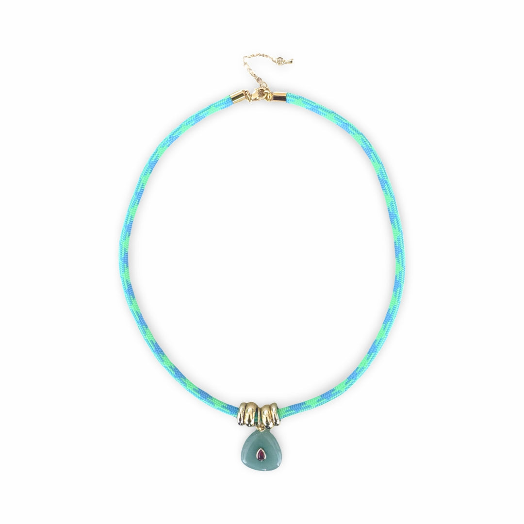 Cord Necklace w Green Aventurine