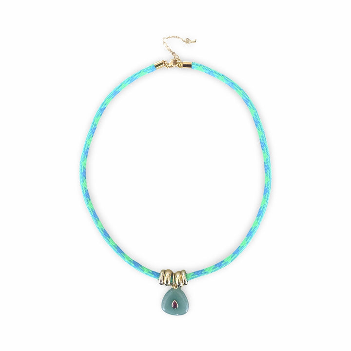Cord Necklace w Green Aventurine