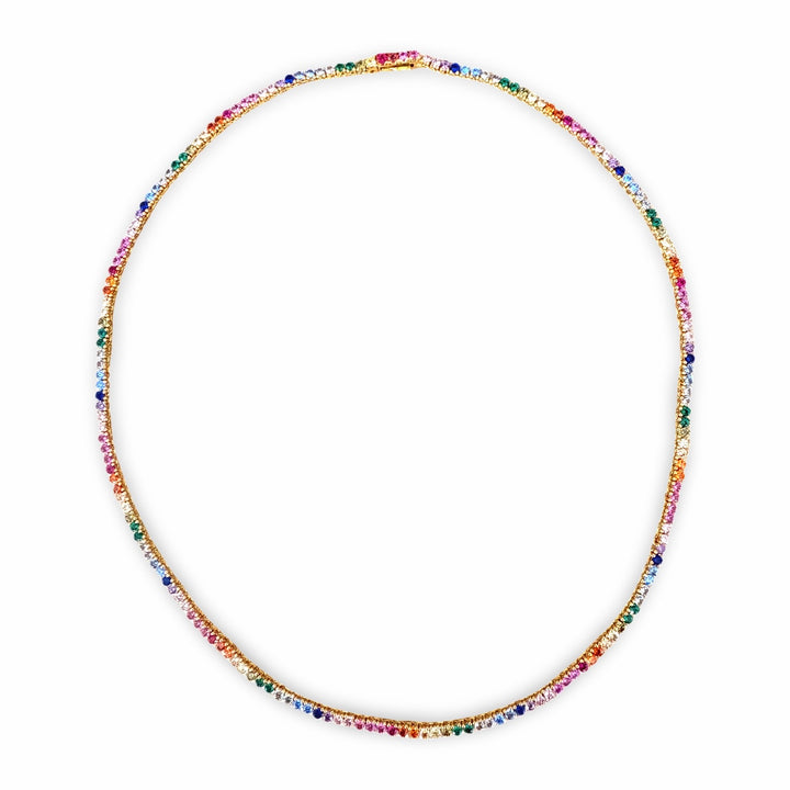 3 Prong Rainbow Tennis Necklace