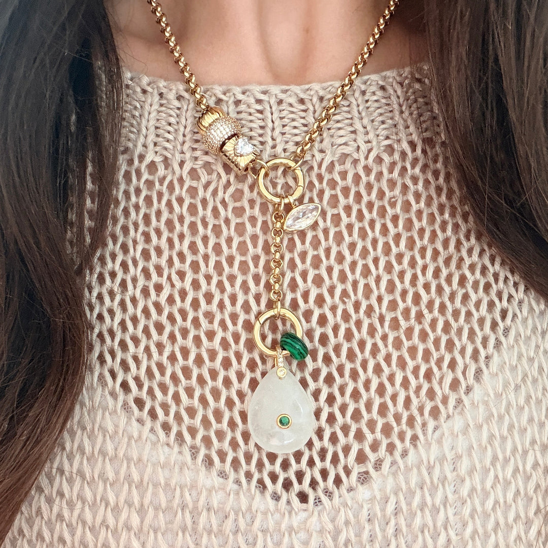 Limited Edition Lariat - Quartz and Malachite