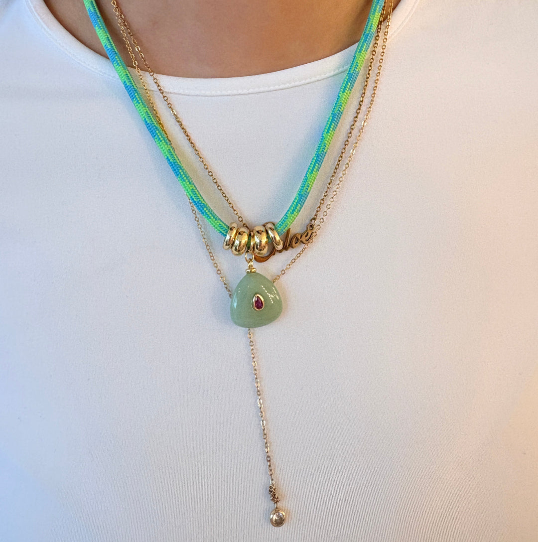 Cord Necklace w Green Aventurine