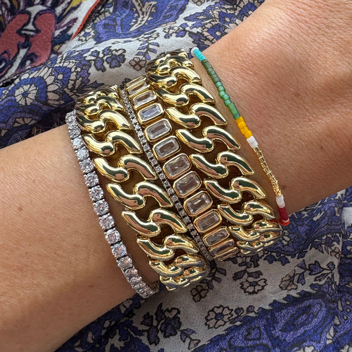Gold Cable Link Stretch Bracelet