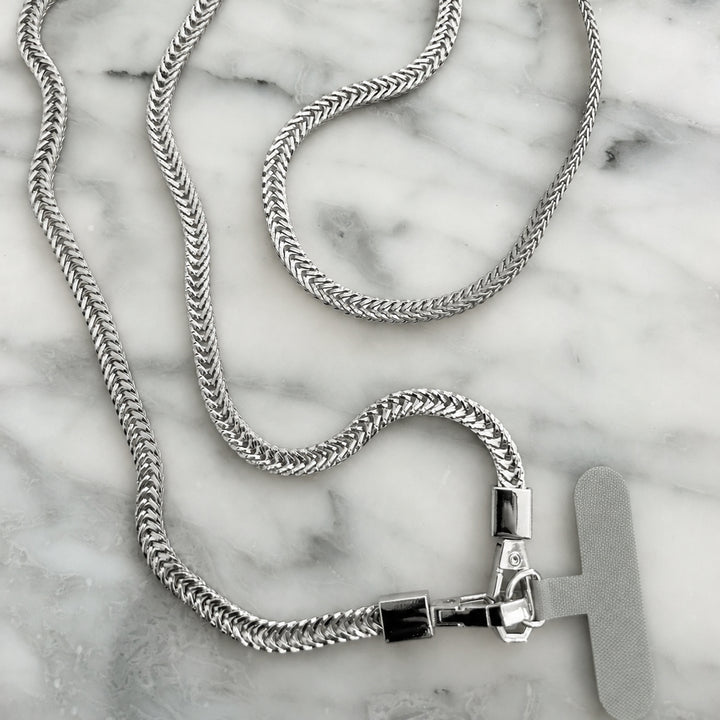 Herringbone Phone Strap Silver