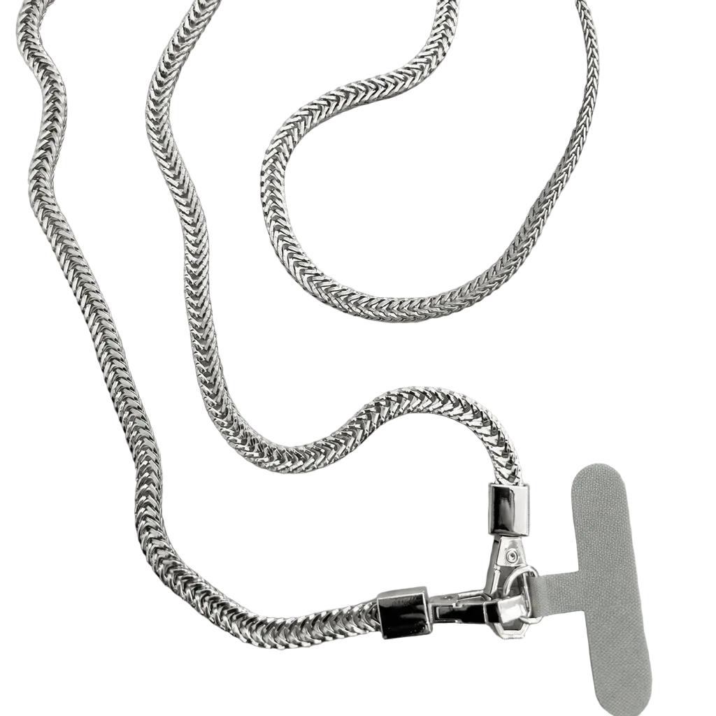 Herringbone Phone Strap Silver