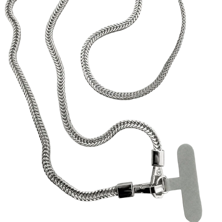 Herringbone Phone Strap Silver