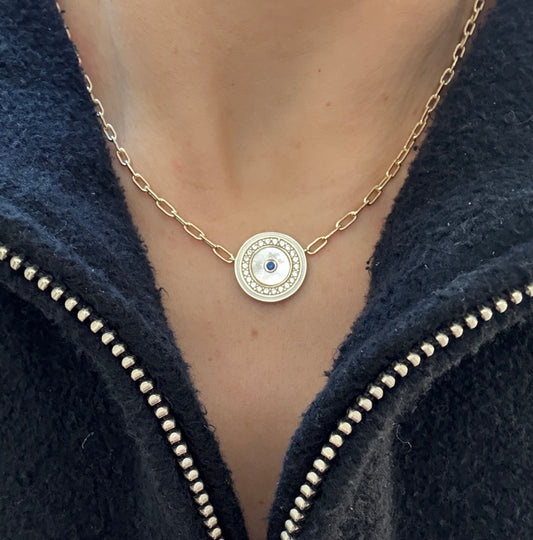 Evil Eye Paperclip Necklace