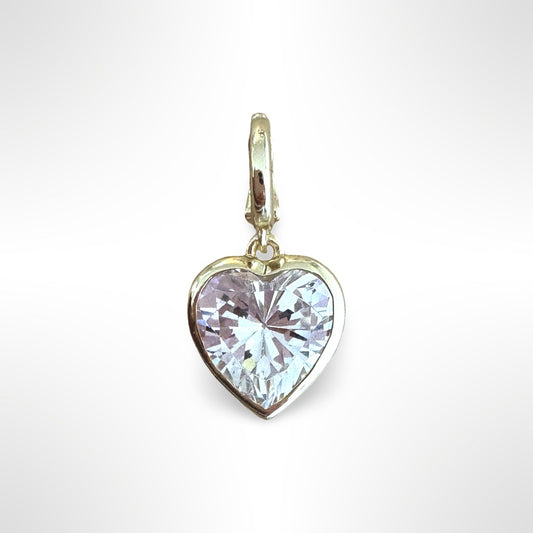 CZ Heart Clip Charm