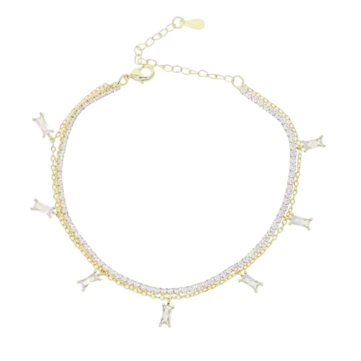 Tennis and Emerald CZ Anklet