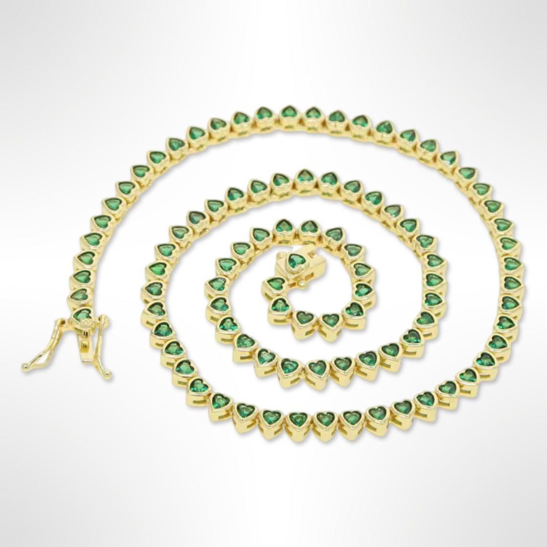 Emerald Green Mini Heart Necklace