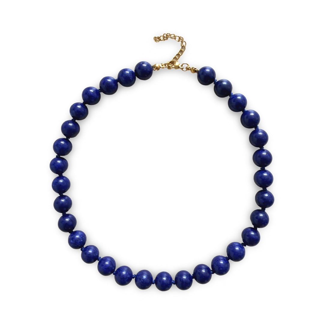 Lapis 10mm Beaded Necklace