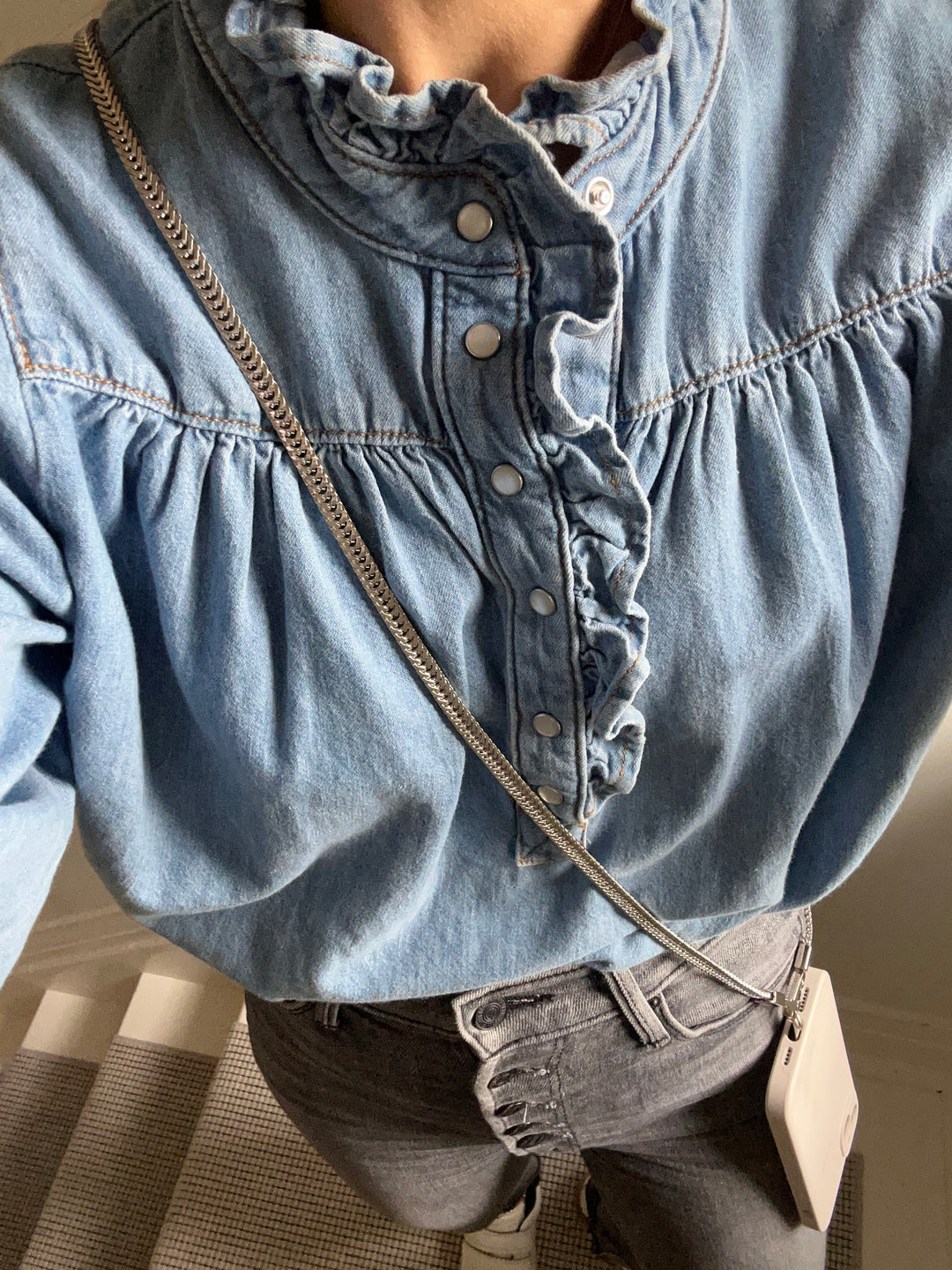 Herringbone Phone Strap Silver