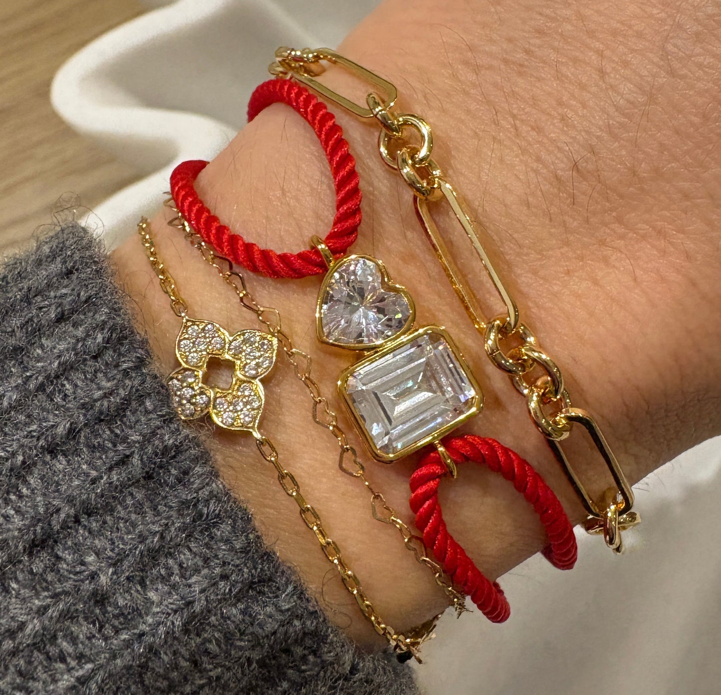 Multi Shape Red String Bracelet