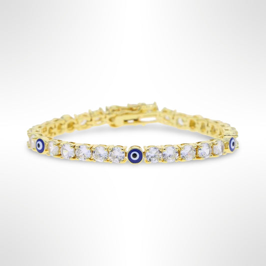 Evil Eye Tennis Necklace - Gold