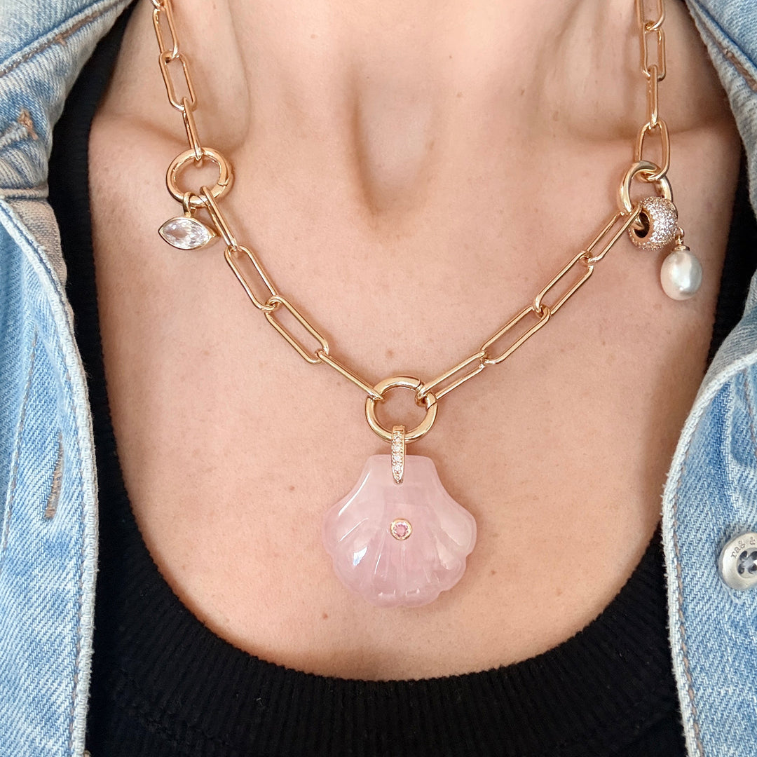 Rose Quartz Shell Pendant