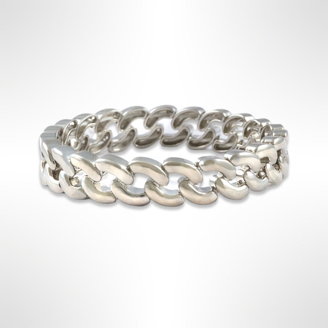 Silver Cable Link Stretch Bracelet